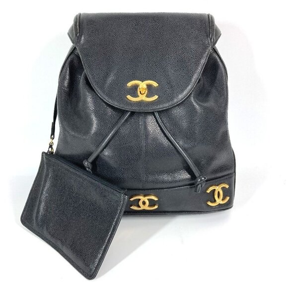 CHANEL vintage CC CC Mark Triple Coco Logo Backpack bag with pouch Backpack - Picture 1 of 15